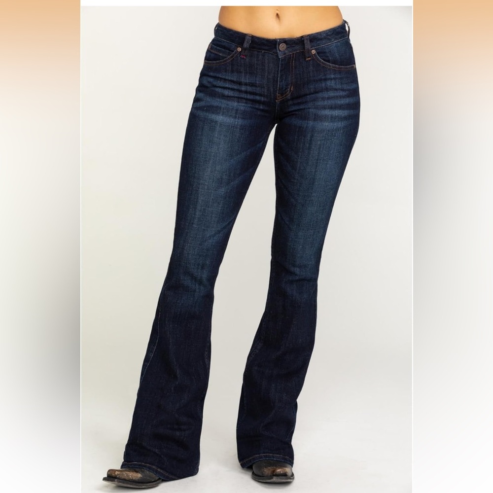 Idyllwind Rebel Mid Rise Bootcut Stretch Denim dark blue Jeans size 8